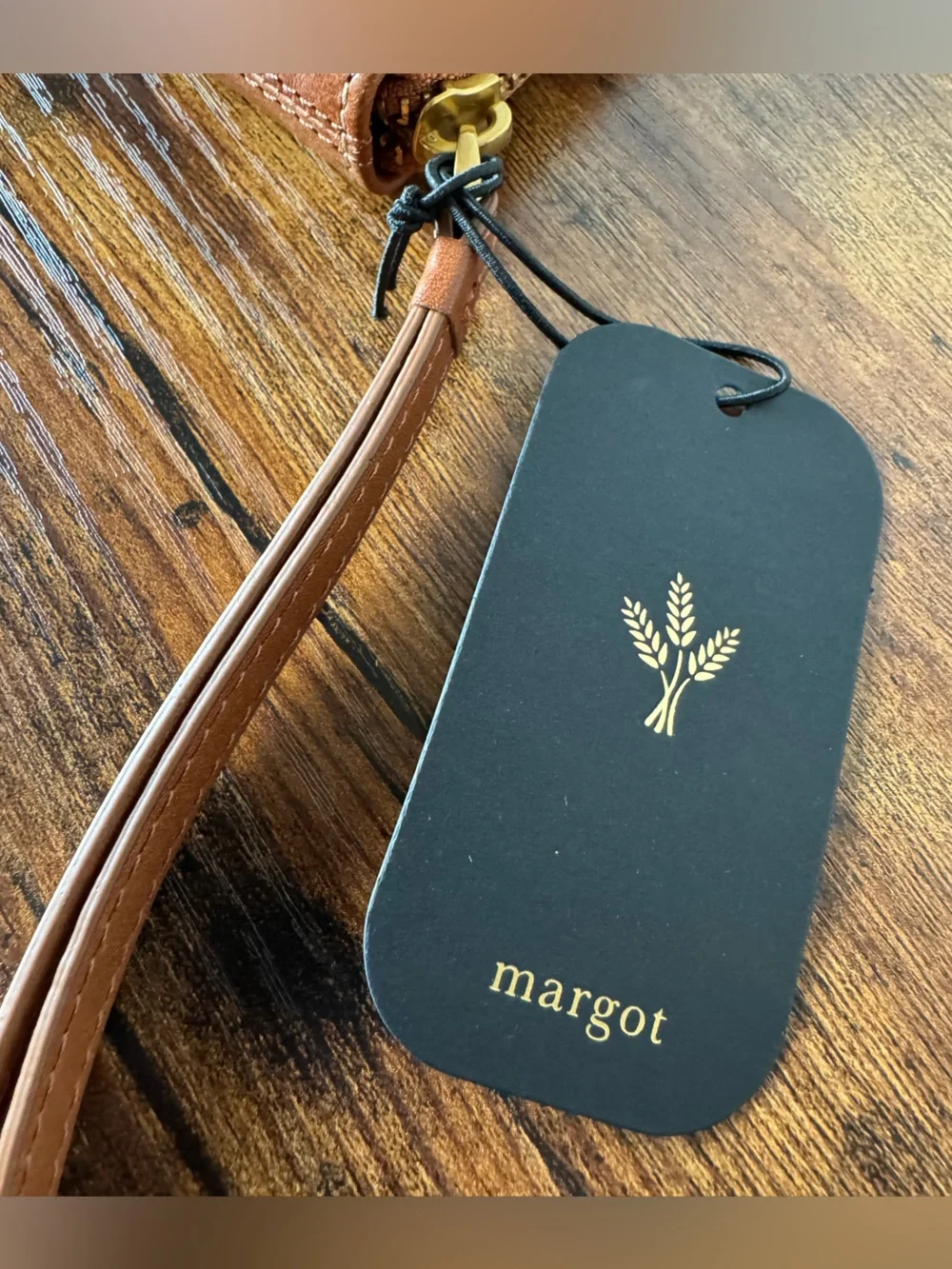 Margot Leather Luna Zip Wristlet Wallet | Cognac Leather | NWT